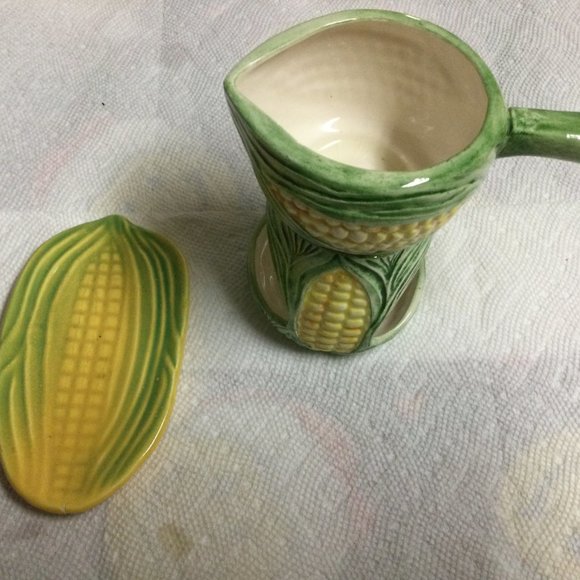 Lot of 3 pcs Corn small butter plate and butter warmer set decor small chips - Picture 6 of 11